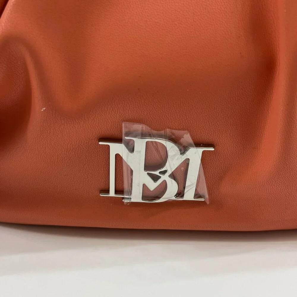 Badgley Mischka - Pleats Shoulder Bag - Coral/ Orange Vegan Leather - NWT